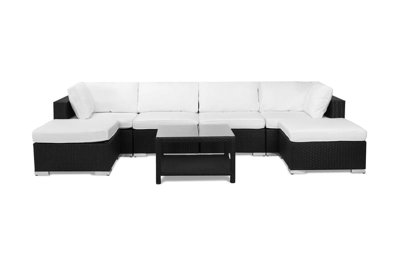 Loungegruppe Bahamas 6 Pers 1 Bord m Hylle - 2 Divan|Bord Svart - Loungegrupper - Sofagruppe utendørs