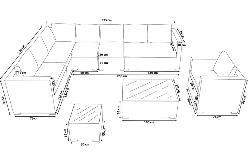 Loungegruppe Comfy 76 cm - Hvit - Hagemøbler & utemiljø - Loungemøbler - Loungegrupper