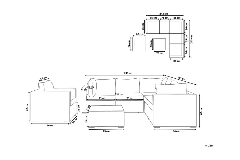 Loungegruppe Contare 240 cm - Brun - Hagemøbler & utemiljø - Loungemøbler - Loungegrupper