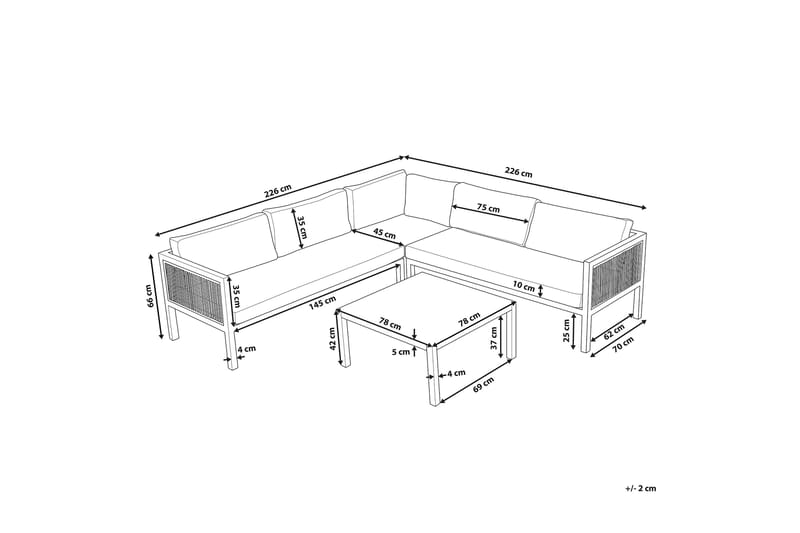 Loungegruppe Hvit/ brun BORELLO - Hvit - Hagemøbler & utemiljø - Loungemøbler - Loungegrupper