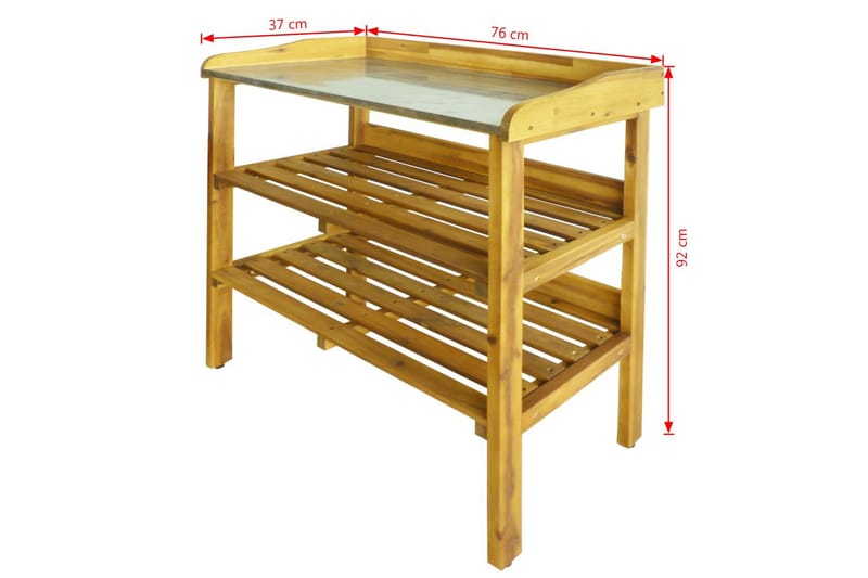 Plantebenk med 2 hyller heltre akasie og sink - Hagemøbler & utemiljø - Loungemøbler - Loungegrupper