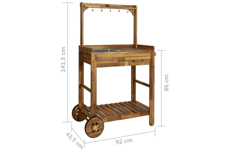 Utendørs kjøkkentralle heltre akasie 92x43,5x141,5 cm - Hagemøbler & utemiljø - Loungemøbler - Loungegrupper