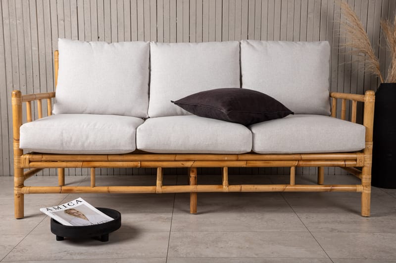 Cane Sofa 3-seters Brun/Hvit - Venture Home - Hagemøbler & utemiljø - Loungemøbler - Loungesofaer