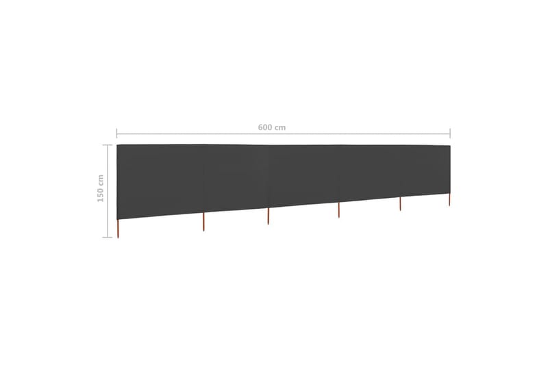 Vindskjerm 5 paneler stoff 600x120 cm antrasitt - Grå - Hagemøbler & utemiljø - Solbeskyttelse - Avskjerming & vindskjerm