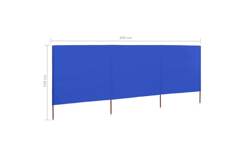 Vindskjermer 3 paneler stoff 400x120 cm asurblå - Blå - Hagemøbler & utemiljø - Solbeskyttelse - Avskjerming & vindskjerm