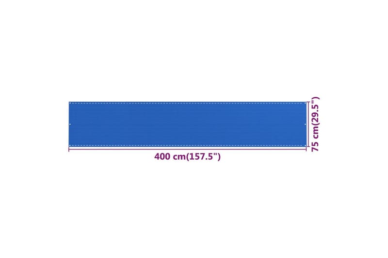 Balkongskjerm blå 75x400 cm HDPE - Blå - Hagemøbler & utemiljø - Solbeskyttelse - Balkongbeskyttelse