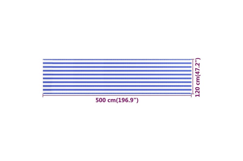 Balkongskjerm blå og hvit 120x500 cm HDPE - Flerfarget - Hagemøbler & utemiljø - Solbeskyttelse - Balkongbeskyttelse