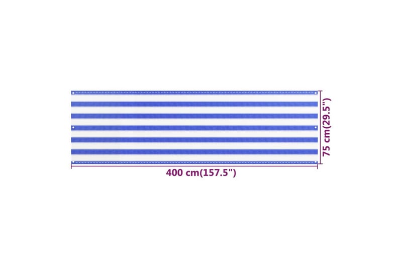 Balkongskjerm blå og hvit 75x400 cm HDPE - Flerfarget - Hagemøbler & utemiljø - Solbeskyttelse - Balkongbeskyttelse