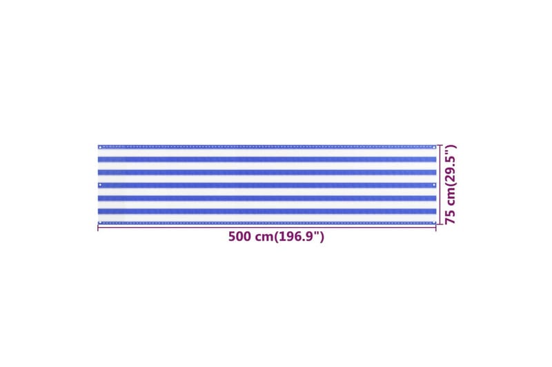 Balkongskjerm blå og hvit 75x500 cm HDPE - Flerfarget - Hagemøbler & utemiljø - Solbeskyttelse - Balkongbeskyttelse