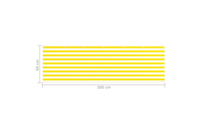 Balkongskjerm gul og hvit 90x300 cm HDPE - Flerfarget - Hagemøbler & utemiljø - Solbeskyttelse - Balkongbeskyttelse