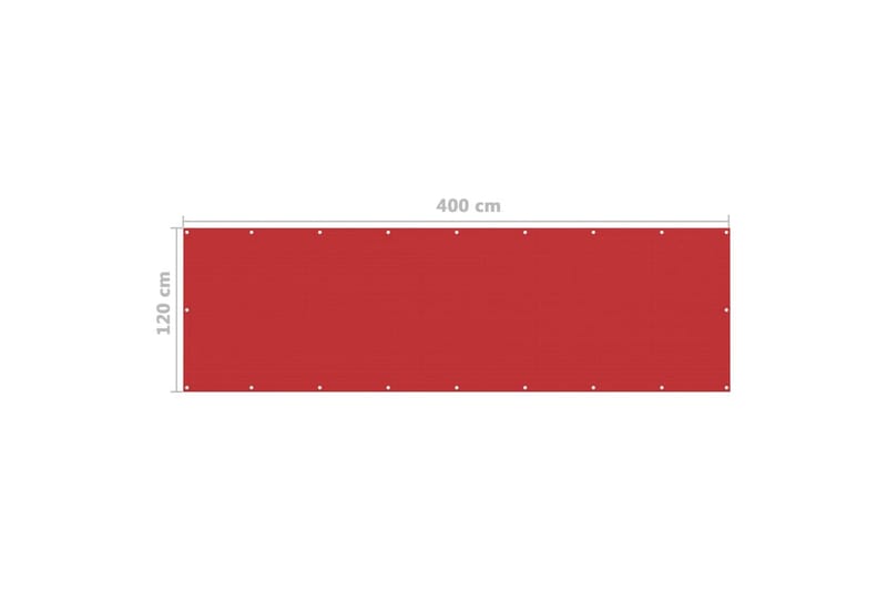 Balkongskjerm rød 120x400 cm HDPE - Rød - Hagemøbler & utemiljø - Solbeskyttelse - Balkongbeskyttelse