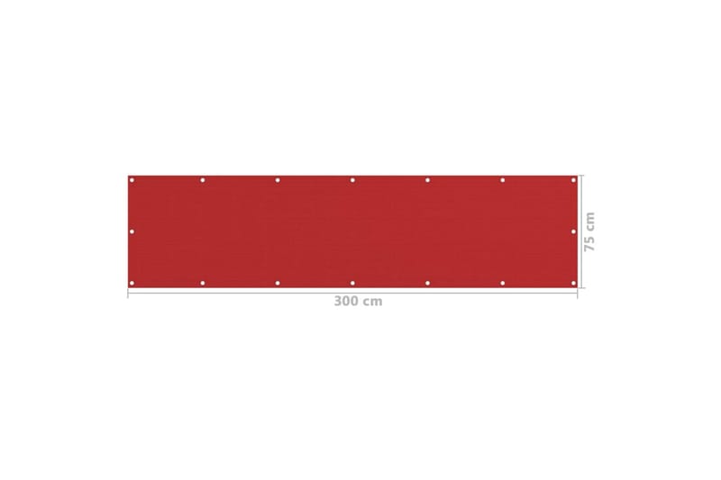 Balkongskjerm rød 75x300 cm HDPE - Rød - Hagemøbler & utemiljø - Solbeskyttelse - Balkongbeskyttelse