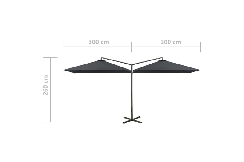 Dobbel parasoll med stålstolpe antrasitt 600x300 cm - Antrasittgrå - Hagemøbler & utemiljø - Solbeskyttelse - Parasoller