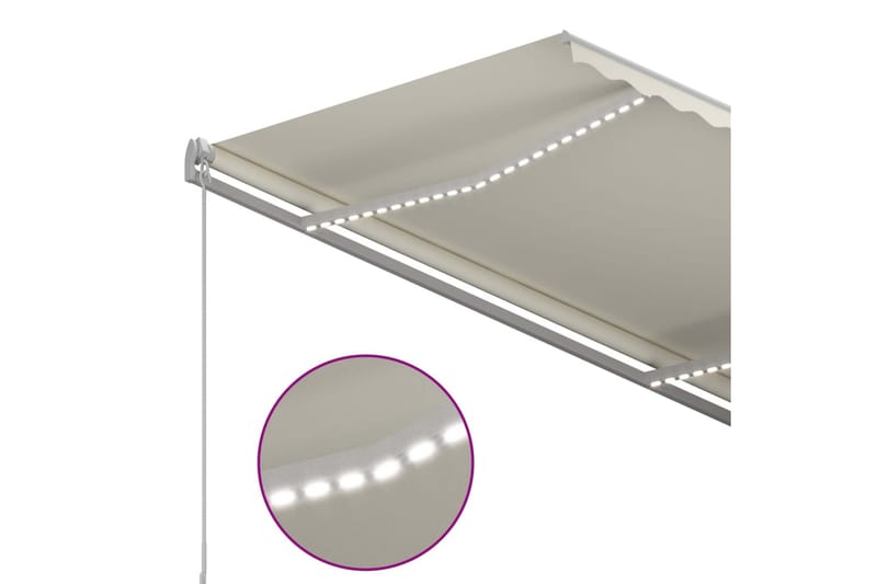 Automatisk markise med LED og vindsensor 3,5x2,5 cm kremhvit - Hagemøbler & utemiljø - Solbeskyttelse - Markiser