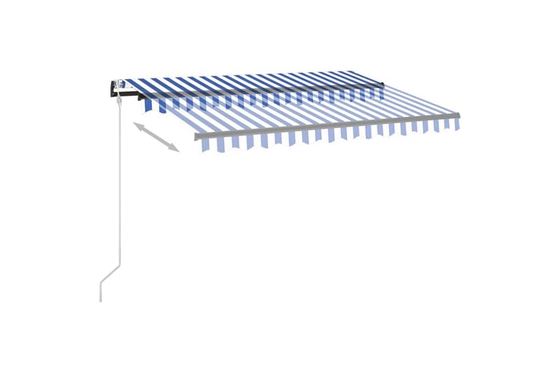 Automatisk markise med LED og vindsensor 300x250 cm blå og h - Blå - Hagemøbler & utemiljø - Solbeskyttelse - Markiser