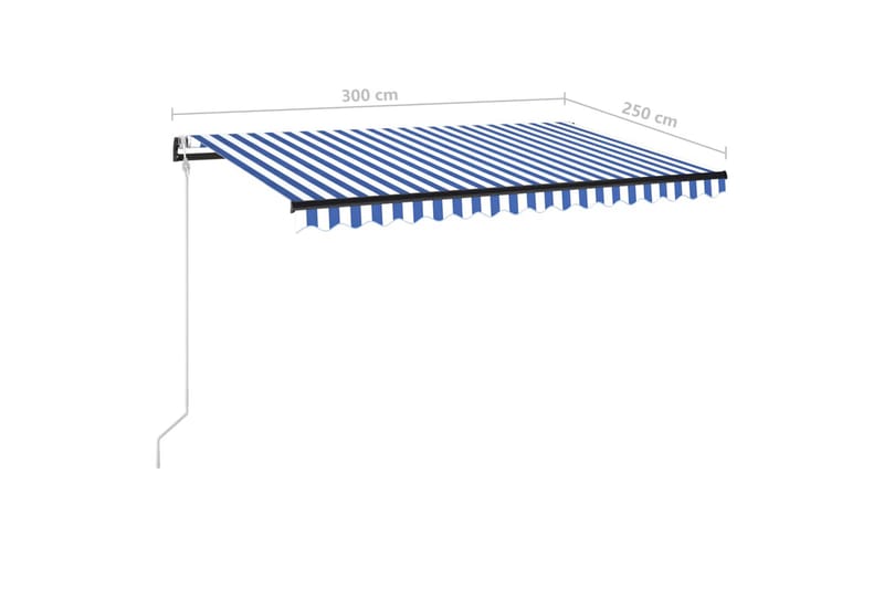 Automatisk markise med LED og vindsensor 300x250 cm blå og h - Blå - Hagemøbler & utemiljø - Solbeskyttelse - Markiser