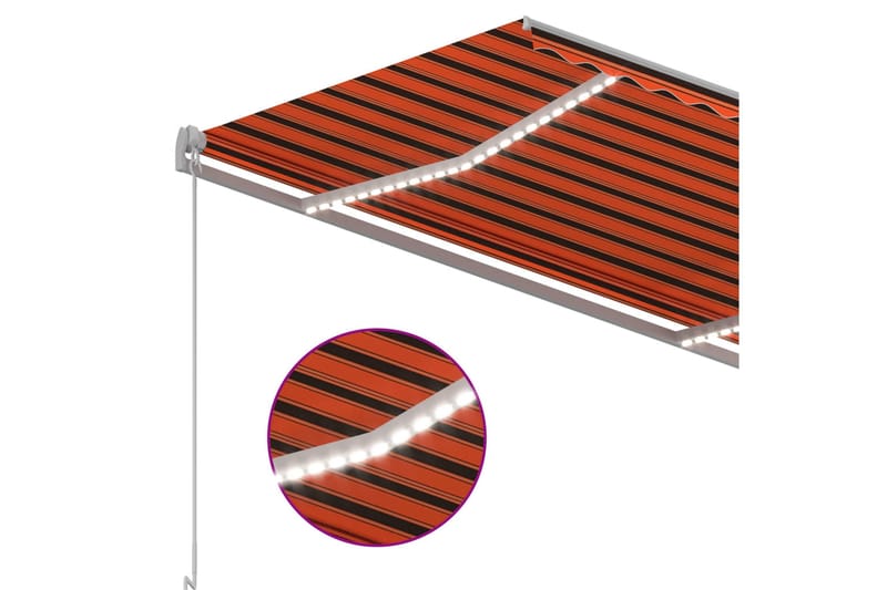 Automatisk markise med LED og vindsensor 300x250cm oransje/b - Oransj - Hagemøbler & utemiljø - Solbeskyttelse - Markiser