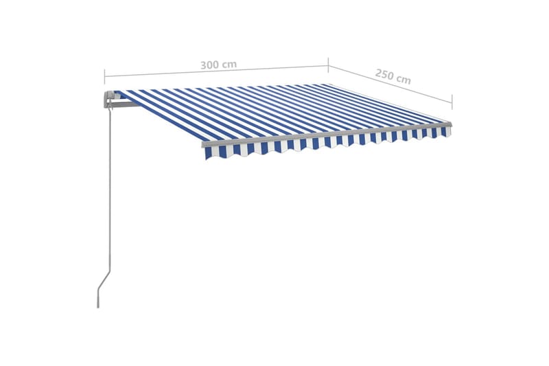 Automatisk markise med LED og vindsensor 3x2,5 cm - Blå - Hagemøbler & utemiljø - Solbeskyttelse - Markiser