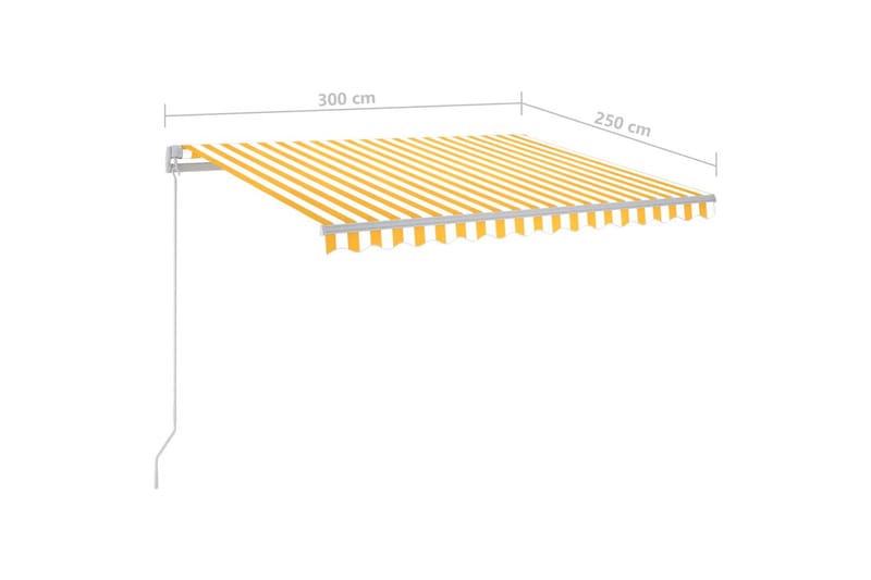 Automatisk markise med LED og vindsensor 3x2,5 m gul og hvit - Gul - Hagemøbler & utemiljø - Solbeskyttelse - Markiser