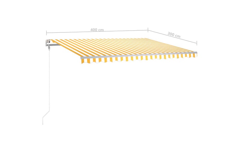 Automatisk markise med vindsensor og LED 400x300 cm gul/hvit - Gul - Hagemøbler & utemiljø - Solbeskyttelse - Markiser