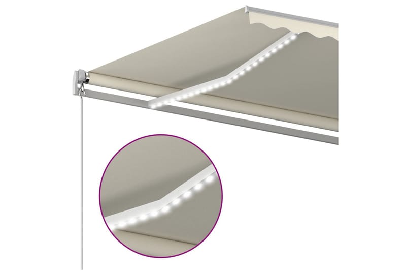 Automatisk markise med vindsensor og LED 400x300 cm kremhvit - Krem - Hagemøbler & utemiljø - Solbeskyttelse - Markiser