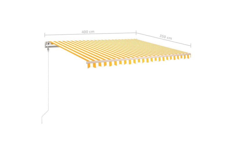 Automatisk markise med vindsensor og LED 400x350 cm gul/hvit - Gul - Hagemøbler & utemiljø - Solbeskyttelse - Markiser