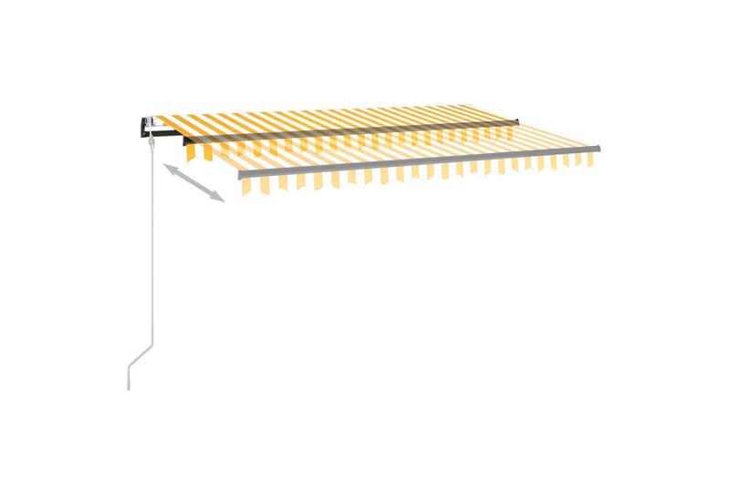 Automatisk markise med vindsensor og LED 450x300 cm gul/hvit - Gul - Hagemøbler & utemiljø - Solbeskyttelse - Markiser