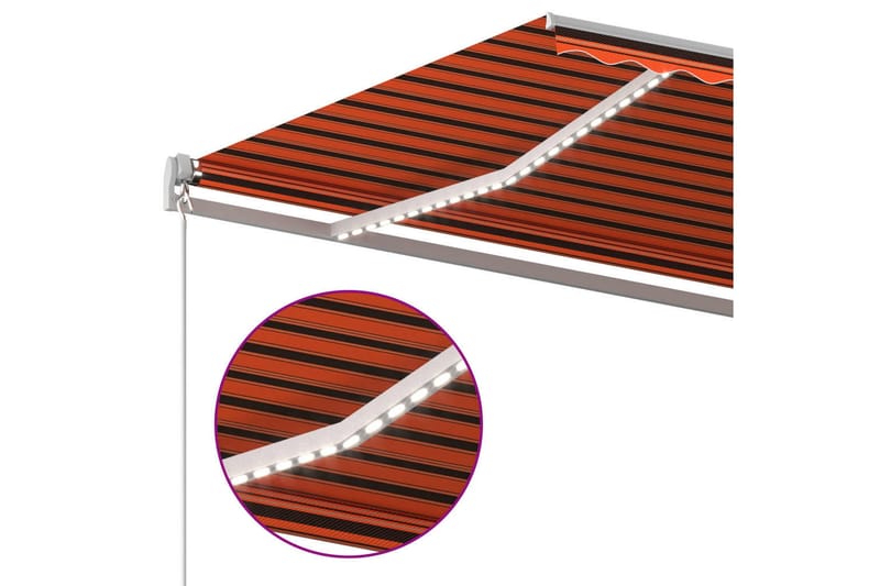 Automatisk markise med vindsensor og LED 450x300cm oransje/b - Oransj - Hagemøbler & utemiljø - Solbeskyttelse - Markiser