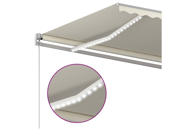 Automatisk markise med vindsensor og LED 4x3,5 kremhvit - Krem - Hagemøbler & utemiljø - Solbeskyttelse - Markiser