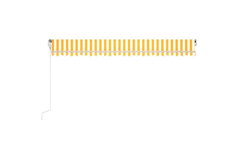 Automatisk markise med vindsensor og LED 500x300 cm gul/hvit - Gul - Hagemøbler & utemiljø - Solbeskyttelse - Markiser