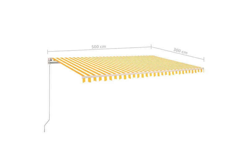 Automatisk markise med vindsensor og LED 500x300 cm gul/hvit - Gul - Hagemøbler & utemiljø - Solbeskyttelse - Markiser