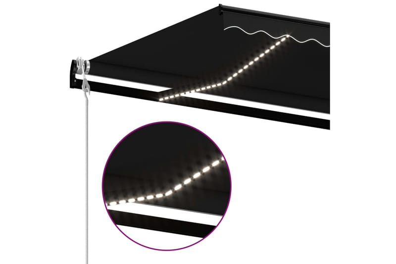 Automatisk markise med vindsensor og LED 500x350 cm antrasit - Antrasittgrå - Hagemøbler & utemiljø - Solbeskyttelse - Markiser