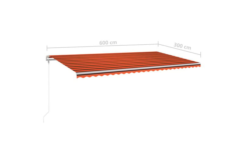 Automatisk markise med vindsensor og LED 600x300cm - Oransj - Hagemøbler & utemiljø - Solbeskyttelse - Markiser