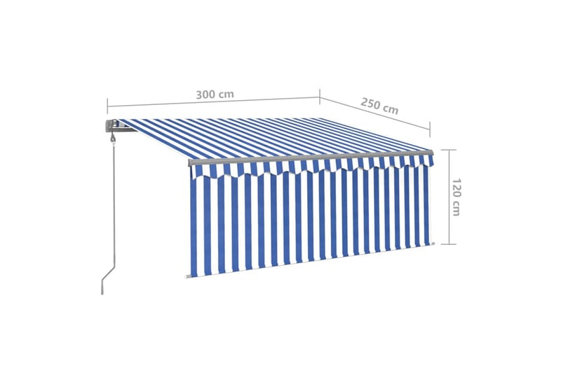 Automatisk markise rullegardin LED vindsensor 3x2,5 m - Blå - Hagemøbler & utemiljø - Solbeskyttelse - Markiser