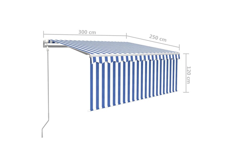 Automatisk markise rullegardin LED vindsensor 3x2,5 m - Blå - Hagemøbler & utemiljø - Solbeskyttelse - Markiser