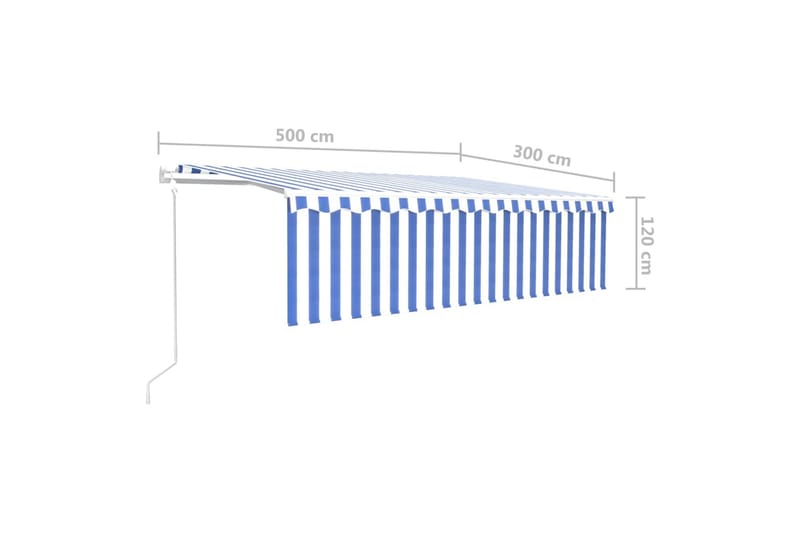 Automatisk markise rullegardin LED vindsensor 5x3 m - Blå - Hagemøbler & utemiljø - Solbeskyttelse - Markiser