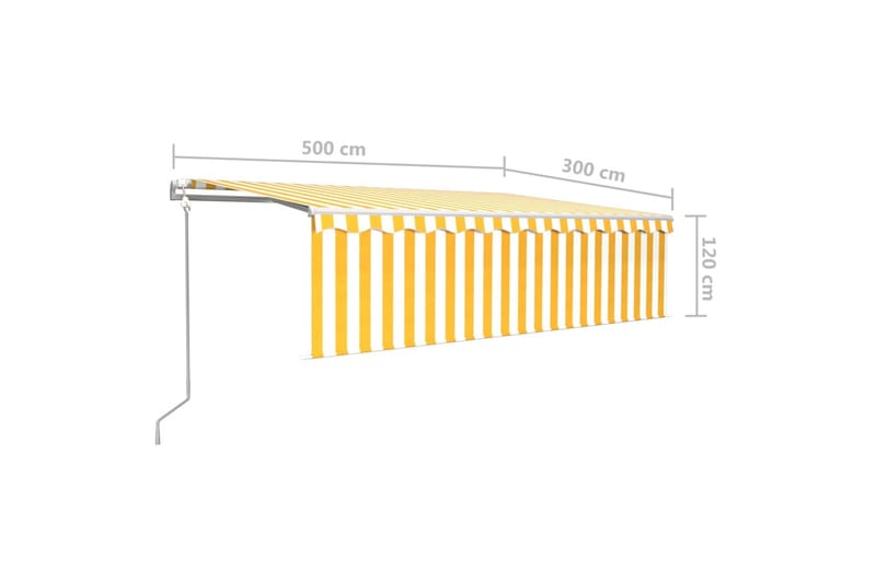 Automatisk markise rullegardin LED vindsensor 5x3 m - Gul - Hagemøbler & utemiljø - Solbeskyttelse - Markiser