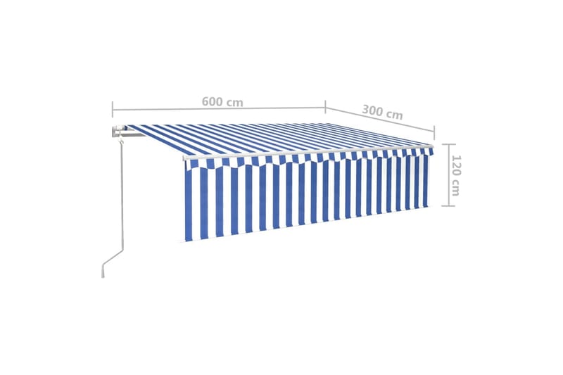 Automatisk markise rullegardin LED vindsensor 6x3 m - Blå - Hagemøbler & utemiljø - Solbeskyttelse - Markiser