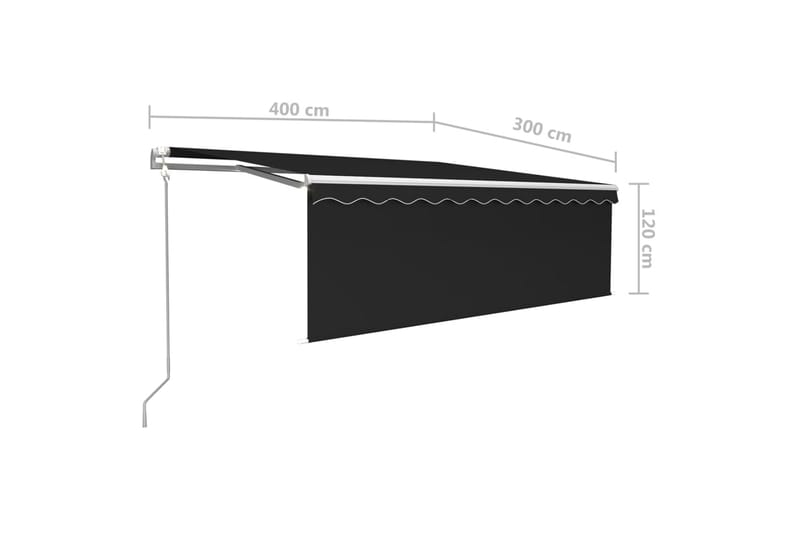 Automatisk markise rullegardin vindsensor LED 4x3 m - Antrasittgrå - Hagemøbler & utemiljø - Solbeskyttelse - Markiser