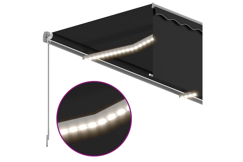 Automatisk markise rullegardin vindsensor LED 4x3 m - Antrasittgrå - Hagemøbler & utemiljø - Solbeskyttelse - Markiser