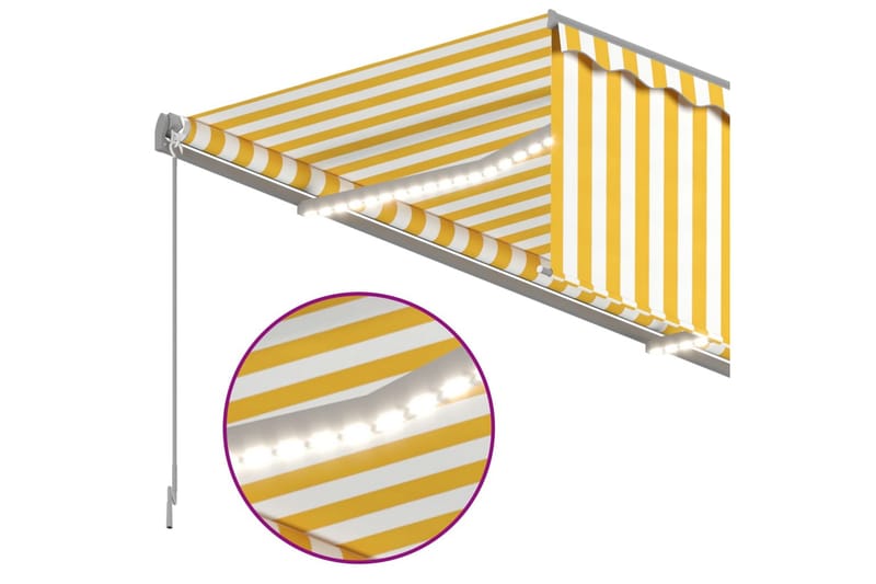 Automatisk markise rullegardin vindsensor LED 4x3 m - Gul - Hagemøbler & utemiljø - Solbeskyttelse - Markiser