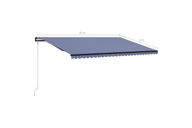 Automatisk uttrekkbar markise 600x300 cm blå & hvit - Hagemøbler & utemiljø - Solbeskyttelse - Markiser