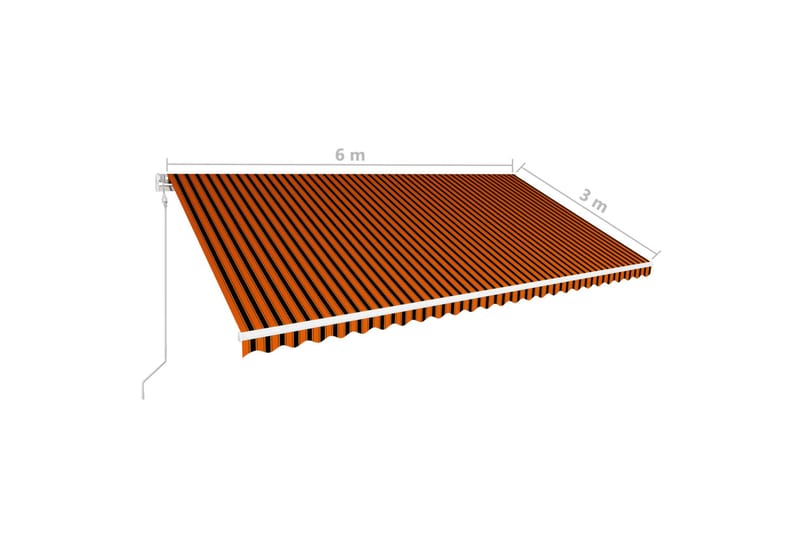 Automatisk uttrekkbar markise 600x300 cm oransje og brun - Hagemøbler & utemiljø - Solbeskyttelse - Markiser