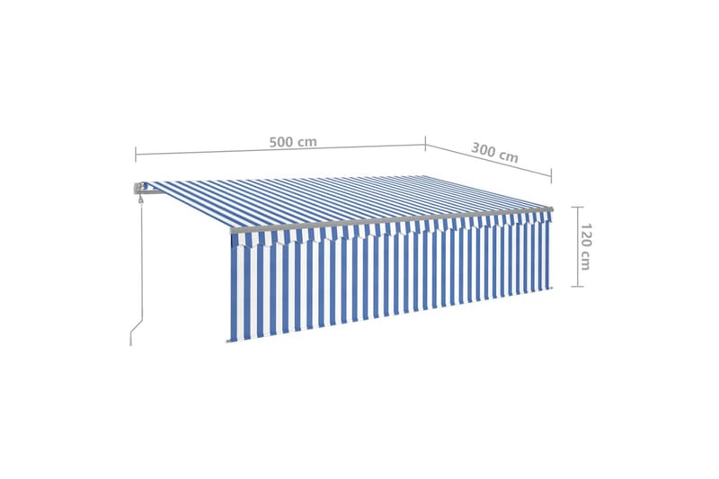 Automatisk uttrekkbar markise med rullegardin 5x3 m - Blå - Hagemøbler & utemiljø - Solbeskyttelse - Markiser