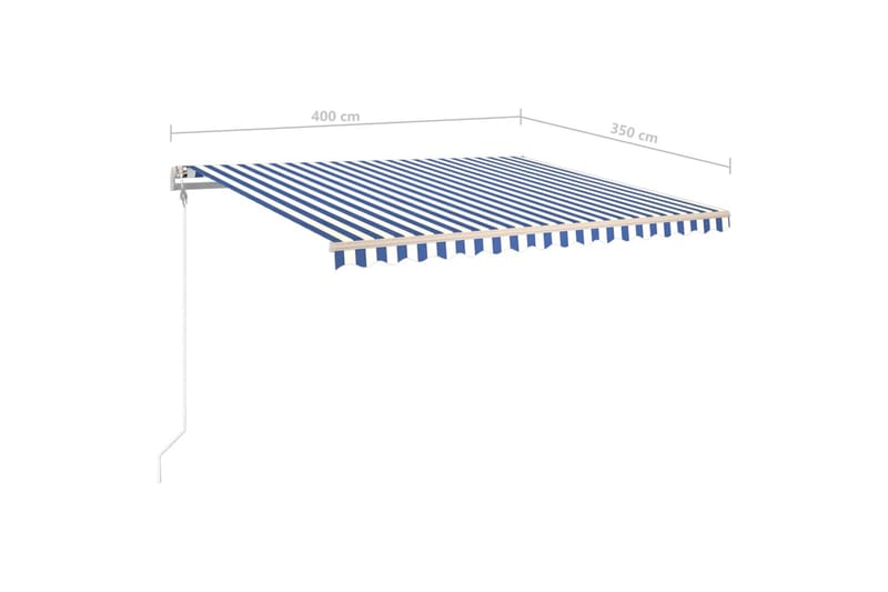 Frittstående manuell uttrekkbar markise 400x350 cm blå/hvit - Blå - Hagemøbler & utemiljø - Solbeskyttelse - Markiser