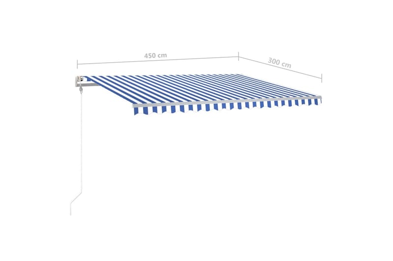 Frittstående manuell uttrekkbar markise 450x300 cm blå/hvit - Blå - Hagemøbler & utemiljø - Solbeskyttelse - Markiser