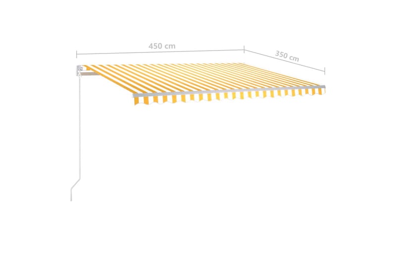 Frittstående manuell uttrekkbar markise 450x350 cm gul/hvit - Gul - Hagemøbler & utemiljø - Solbeskyttelse - Markiser