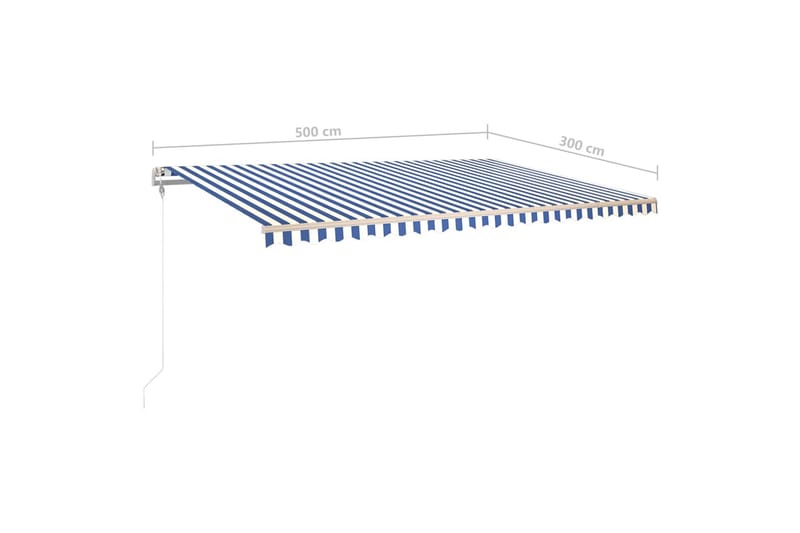 Frittstående manuell uttrekkbar markise 500x300 cm blå/hvit - Blå - Hagemøbler & utemiljø - Solbeskyttelse - Markiser