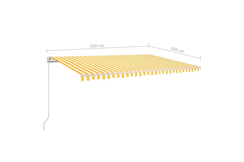 Frittstående manuell uttrekkbar markise 500x350 cm gul/hvit - Gul - Hagemøbler & utemiljø - Solbeskyttelse - Markiser