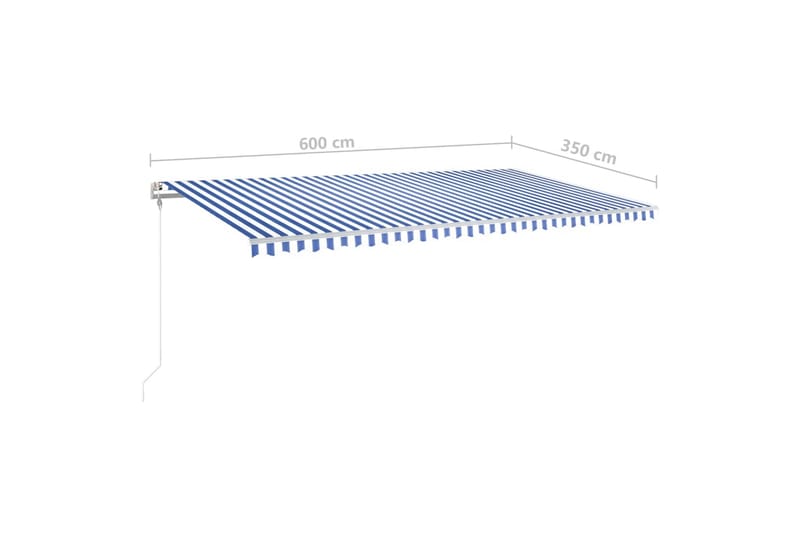 Frittstående manuell uttrekkbar markise 600x350 cm blå/hvit - Blå - Hagemøbler & utemiljø - Solbeskyttelse - Markiser